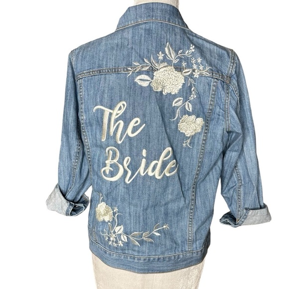 David's Bridal Jackets & Blazers - David’s Bridal “The Bride” Embroidered Jean Jacket. Size Small